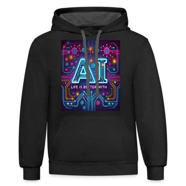 Life Is Better With AI Unisex Contrast Hoodie - Image 2