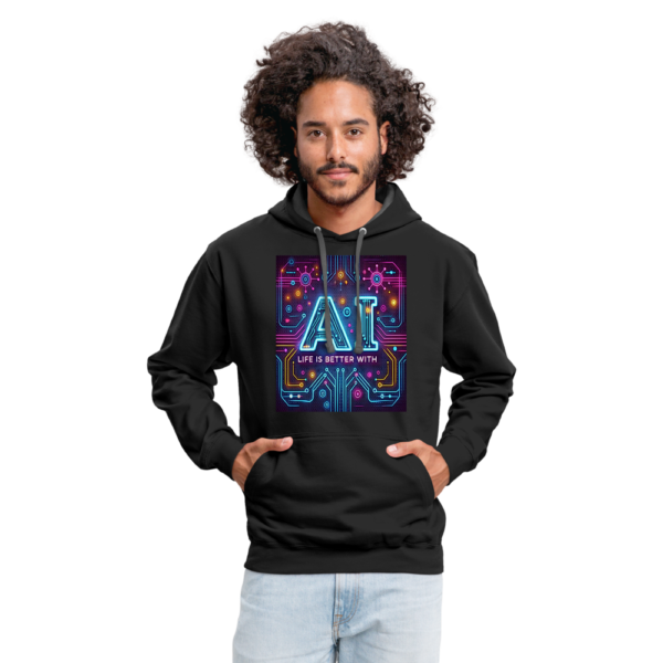 Life Is Better With AI Unisex Contrast Hoodie - Image 4