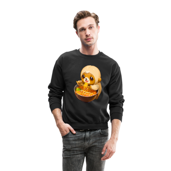 Kawaii Chibi Sloth Eating Ramen Noodles Crewneck Sweatshirt - Image 2