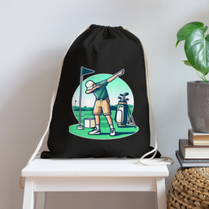 Young Golfer Dabbing Cotton Drawstring Bag