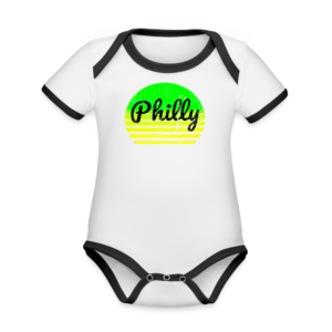 Philly Green Sunset Organic Contrast Short Sleeve Baby Bodysuit