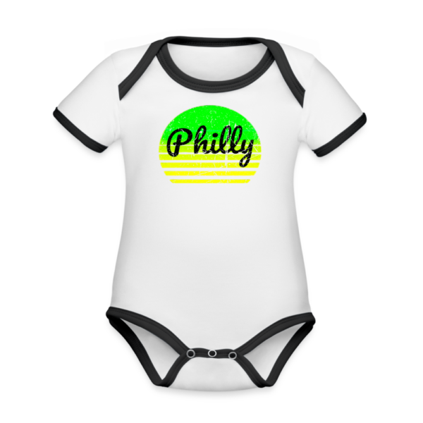 Philly Green Sunset Organic Contrast Short Sleeve Baby Bodysuit