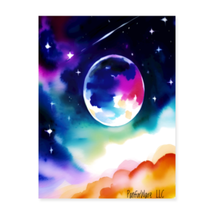 A watercolor view of Earth from another Planet Poster 18x24