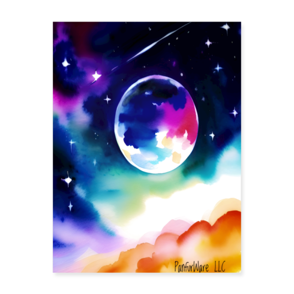 A watercolor view of Earth from another Planet Poster 18x24