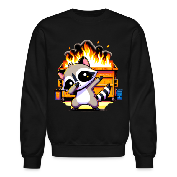 Dabbing Raccoon and Dumpster Fire Crewneck Sweatshirt - Image 2