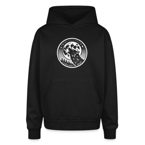 Retro Style Wolf Howling at The Full Moon Oversized Hooded Sweatshirt