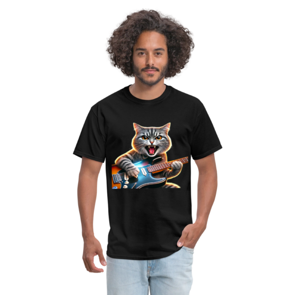 Striped Rock Kitty Unisex Classic T-Shirt - Image 3