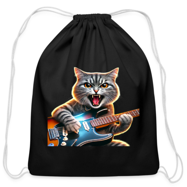 Striped Rock Kitty Cotton Drawstring Bag