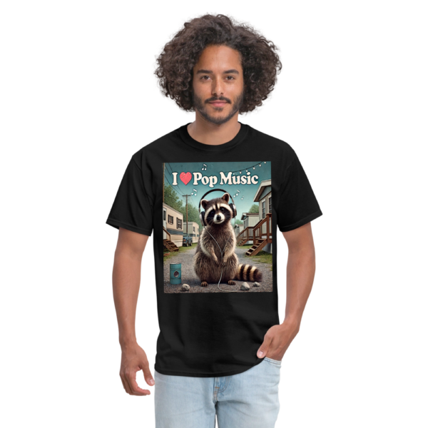 I Luv Pop Music Raccoon Unisex Classic T-Shirt - Image 3