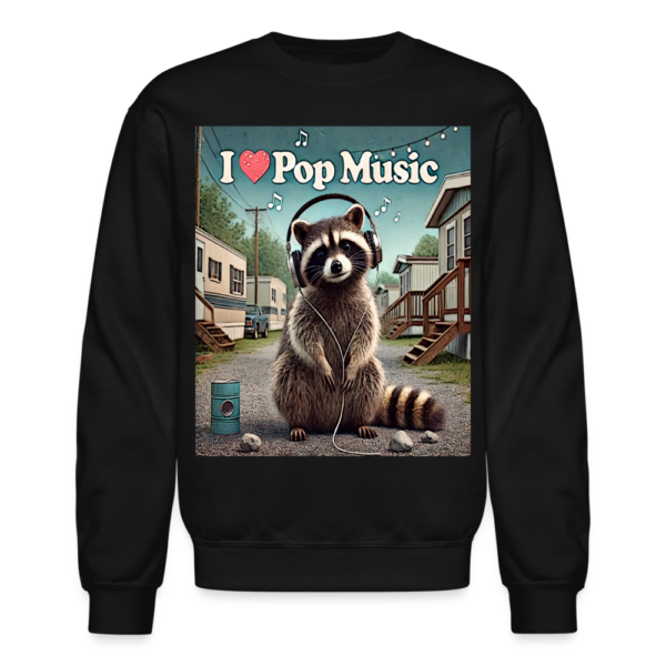 I Luv Pop Music Raccoon Crewneck Sweatshirt - Image 2