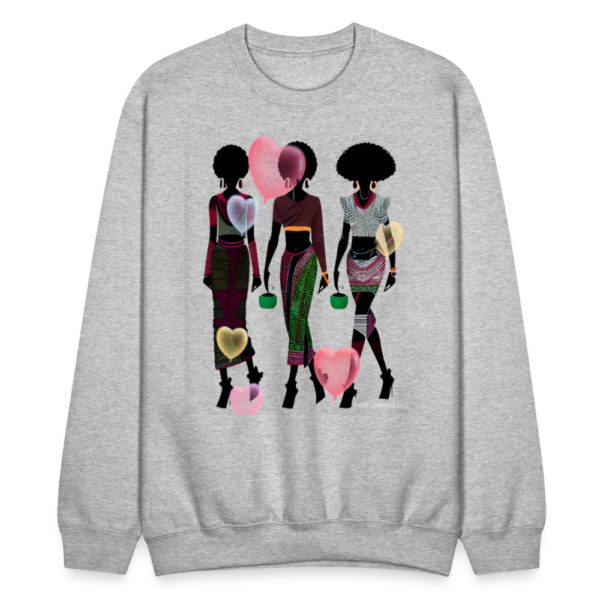 Black Women with Love Hearts | African American Art Crewneck Sweatshirt - Image 2