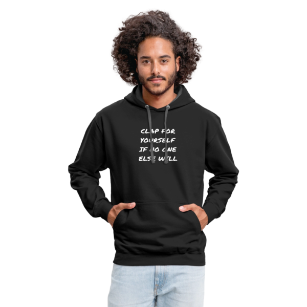 Clap For Yourself Unisex Contrast Hoodie - Image 4