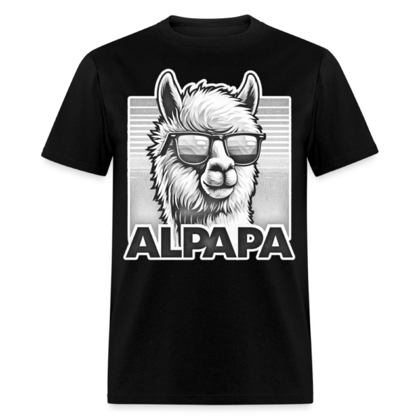 Black and White Smooth Alpapa Alpaca Shades Unisex Classic T-Shirt - Image 2