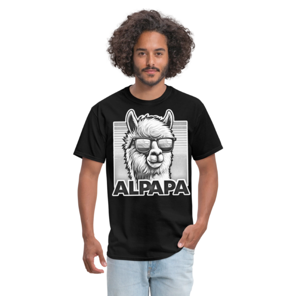 Black and White Smooth Alpapa Alpaca Shades Unisex Classic T-Shirt - Image 3