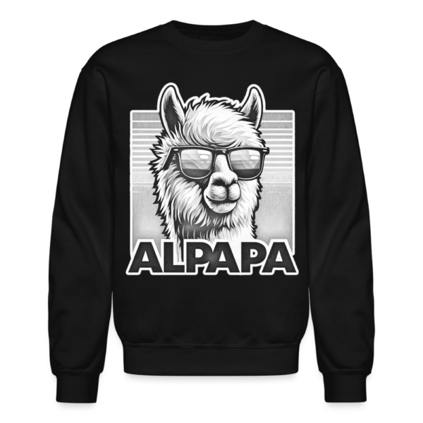 Black and White Smooth Alpapa (papa) Alpaca Shades Crewneck Sweatshirt - Image 2