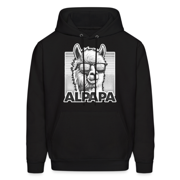 Black and White Smooth Alpapa (papa) Alpaca Shades Men's Hoodie - Image 2