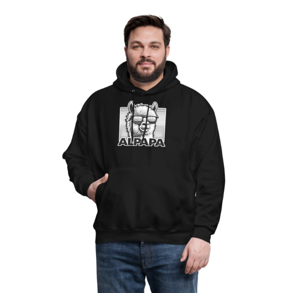 Black and White Smooth Alpapa (papa) Alpaca Shades Men's Hoodie - Image 3