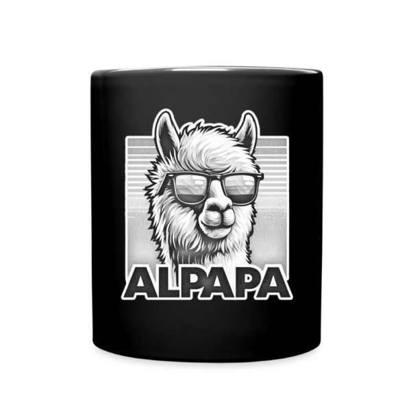 Black and White Smooth Alpapa (papa) Alpaca Shades Full Color Mug - Image 2